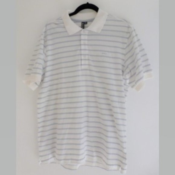 RCVA M White with Blue Stripes Men's Polo Shirt - Picture 2 of 4